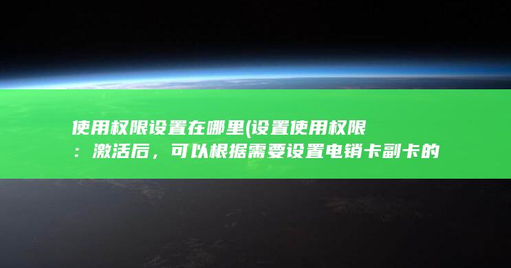 使用权限设置在哪里 (设置使用权限：激活后，可以根据需要设置电销卡副卡的使用权限，如通话限制、流量限制等。)