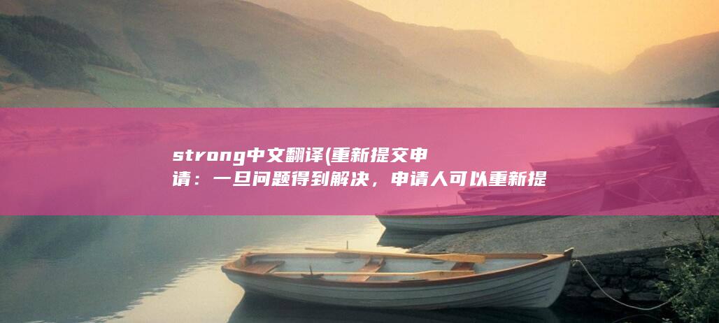 strong中文翻译 (重新提交申请：一旦问题得到解决，申请人可以重新提交申请，经过再次审核后，有可能顺利办理电销卡。)